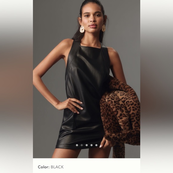 NWT new Anthropologie Maeve sleeveless faux leather shift dress small black - Picture 1 of 17